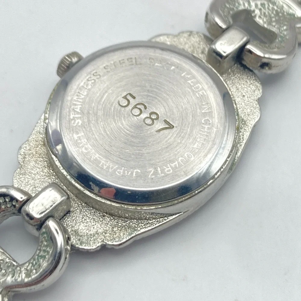 Lexington Women's Marcasite Watch 21mm Silver Tone MOP Dial New Battery 6.75